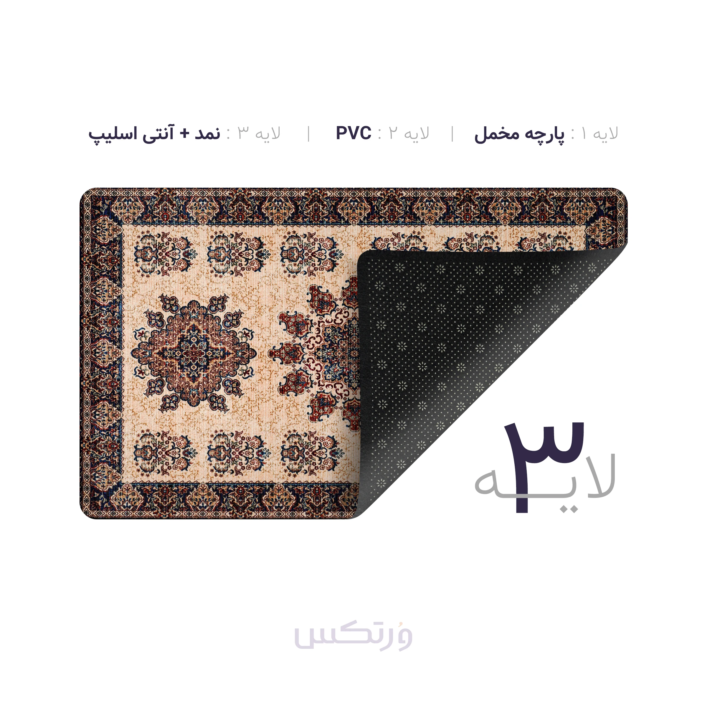 پادری چاپی pvc دار مستطیل کد 200 سایز 76*46